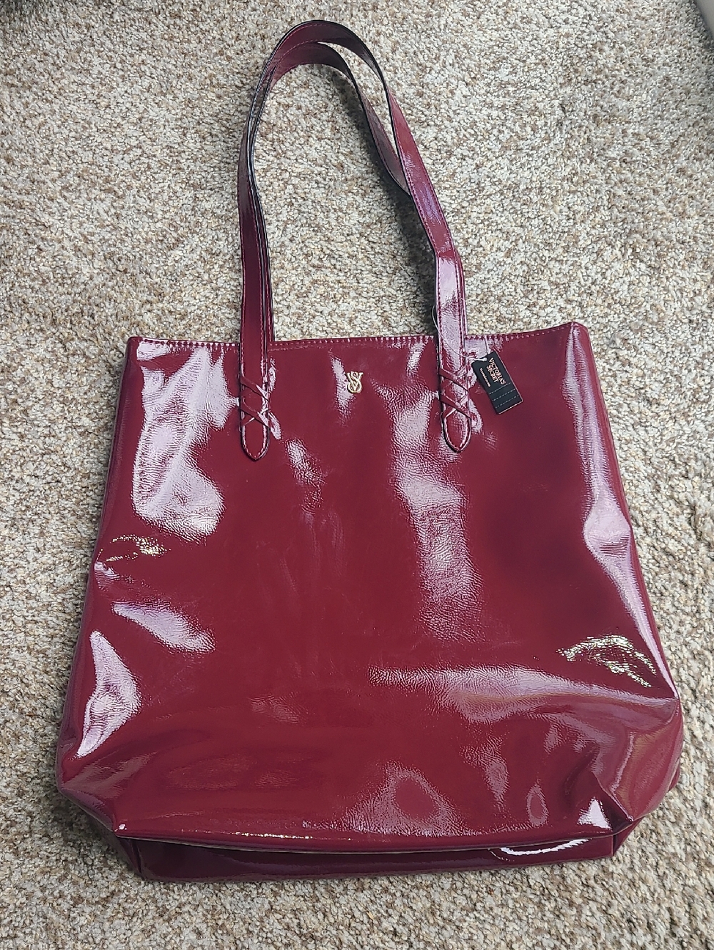 Victoria's Secret Patent Tote Bag - Burgundy